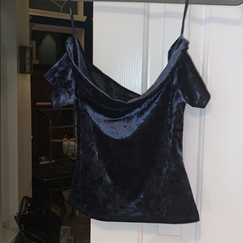 Off shoulder, suede top